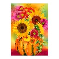 Flag Pumpkin Floral Watercolor Burlap