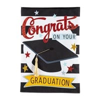 Flag Congrats Grad House Burlap 28X44