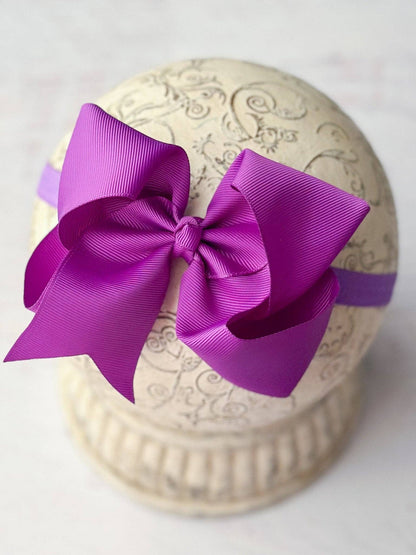 Hair Bow Classic Grosgrain - Satin Headband - 4.5"