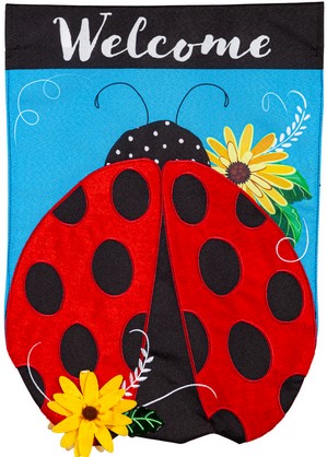 Flag Ladybug Welcome Linen Garden 12.5X18
