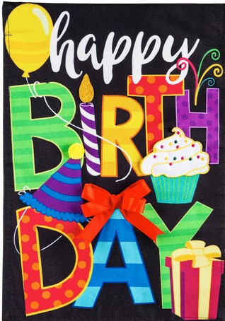 Flag Happy Birthday Garden Linen 12.5X18
