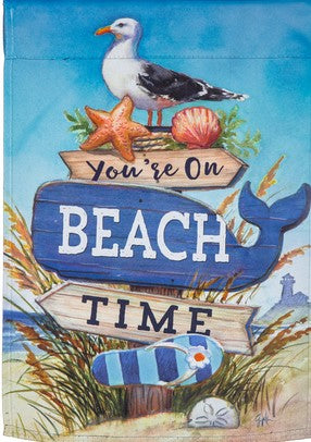 Flag You're on Beach Time Suede Garden 12.5X18