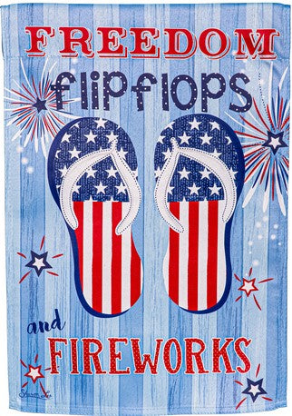 Flag Freedom Flip Flops Suede Garden 12.5x18