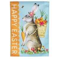 Flag Happy Easter Bunny Burlap Garden