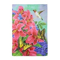 Flag Swallowtail & Hummingbird Suede Garden