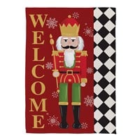 Flag Welcome Nutcracker Suede