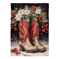 Flag Red Christmas Cowboy Boots Suede