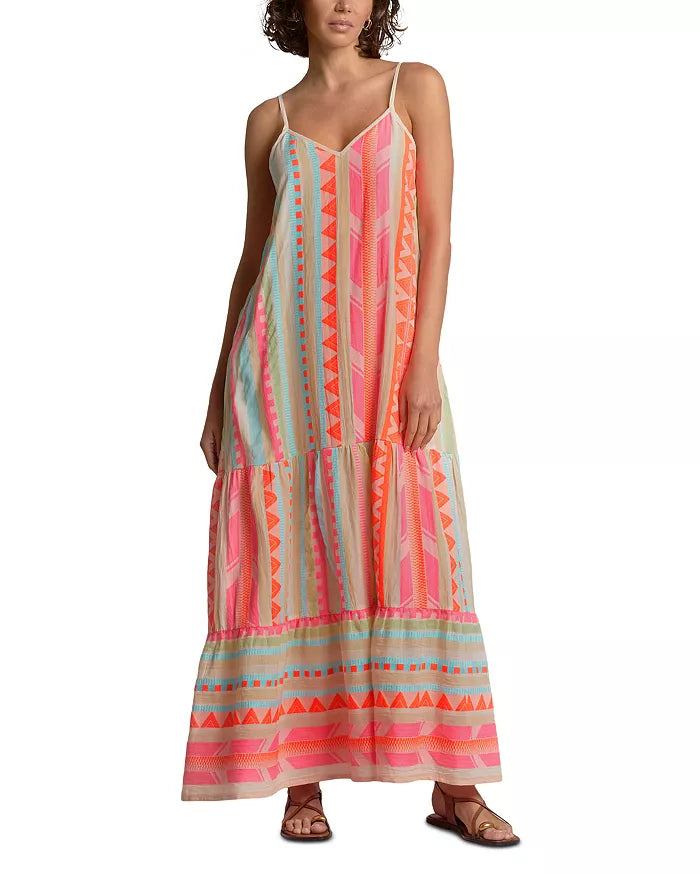 neon bohemian print maxi dress