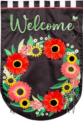 Flag Welcome Wreath Applique