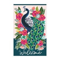 Flag Floral Peacock Welcome Friends Applique