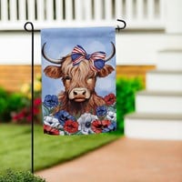 Flag Patriotic Highland Cow Applique