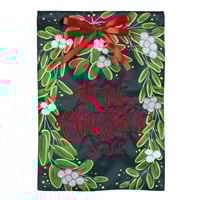Flag Merry Christmas Mistletoe Applique