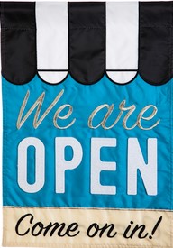 Flag We Are Open Garden Applique 12.5x18