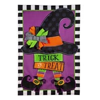 Flag Trick Or Treat Witch Garden Applique 12.5X18