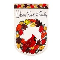 Flag Welcome Friends & Family Cardinal Applique