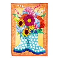 Flag Floral Rain Boots Applique