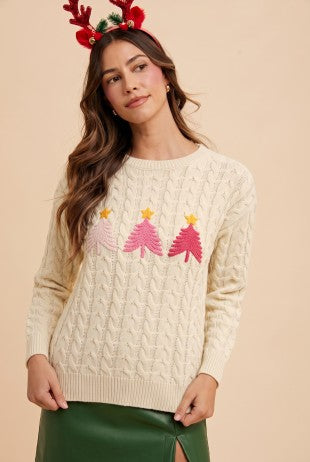 EMBROIDERY TREE SWEATER TOP