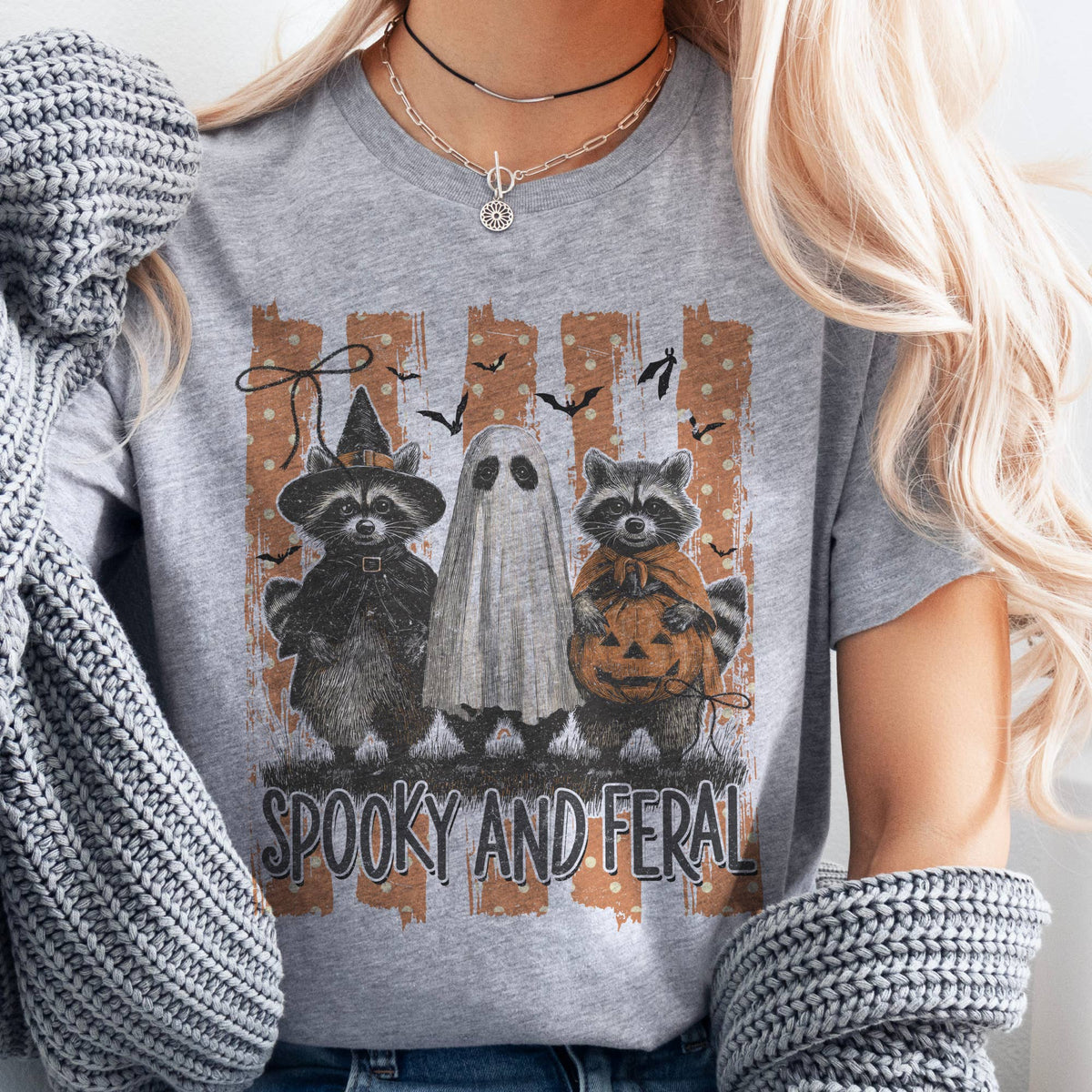 Tee Raccoon Halloween Feral and Spooky Graphic