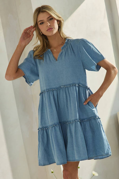 Dress Plus Washed Denim Babydoll