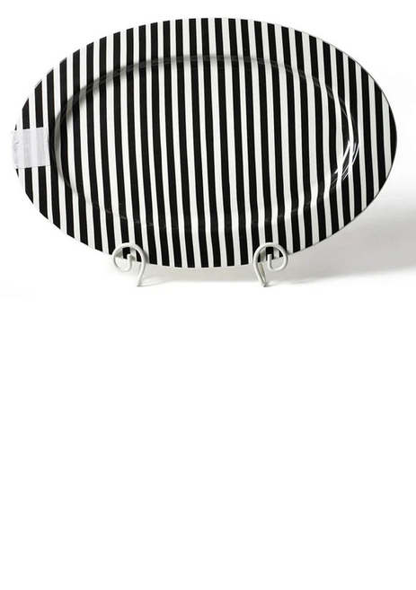 Platter Big Black Stripe 20 Oval Entertaining