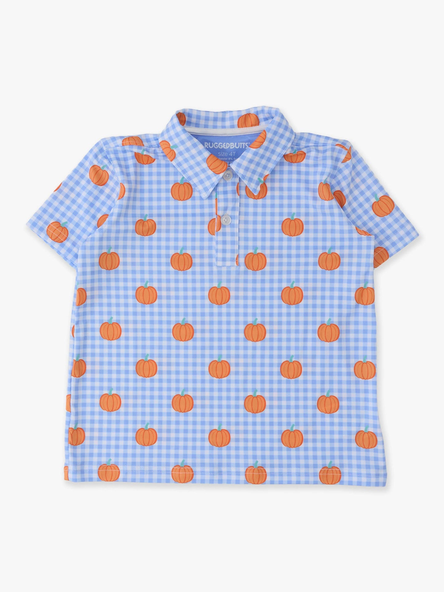 Polo Top Pumpkin Patch Gingham Knit Short Sleeve Performance Boys