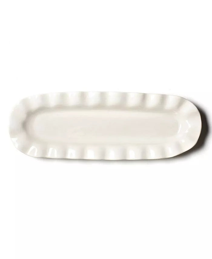 long serving plate with scallop edges 