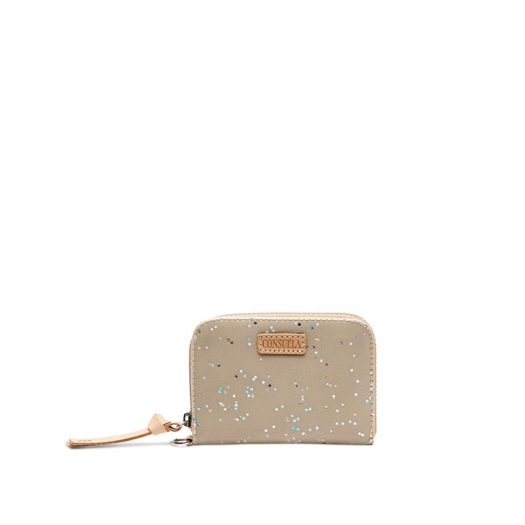 grey sparkly zip around wallet