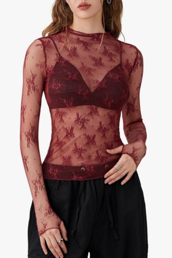Top Lace Mesh Sheer
