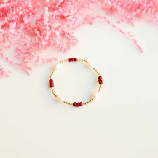 Poppi Bracelet Maroon School Spirit Pearl