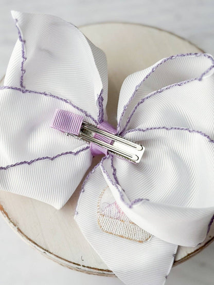 Hair Bow The Easter Egg Hunt Basket Moonstitch Embroidered