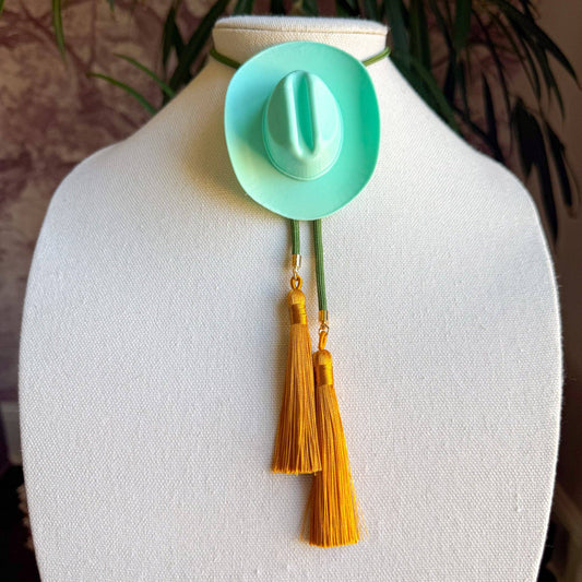 Bolo Cowboy Hat Turquoise with Olive & Golden Yellow