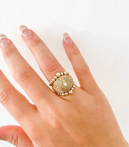 Lauren Cascade Beaded Band Gold