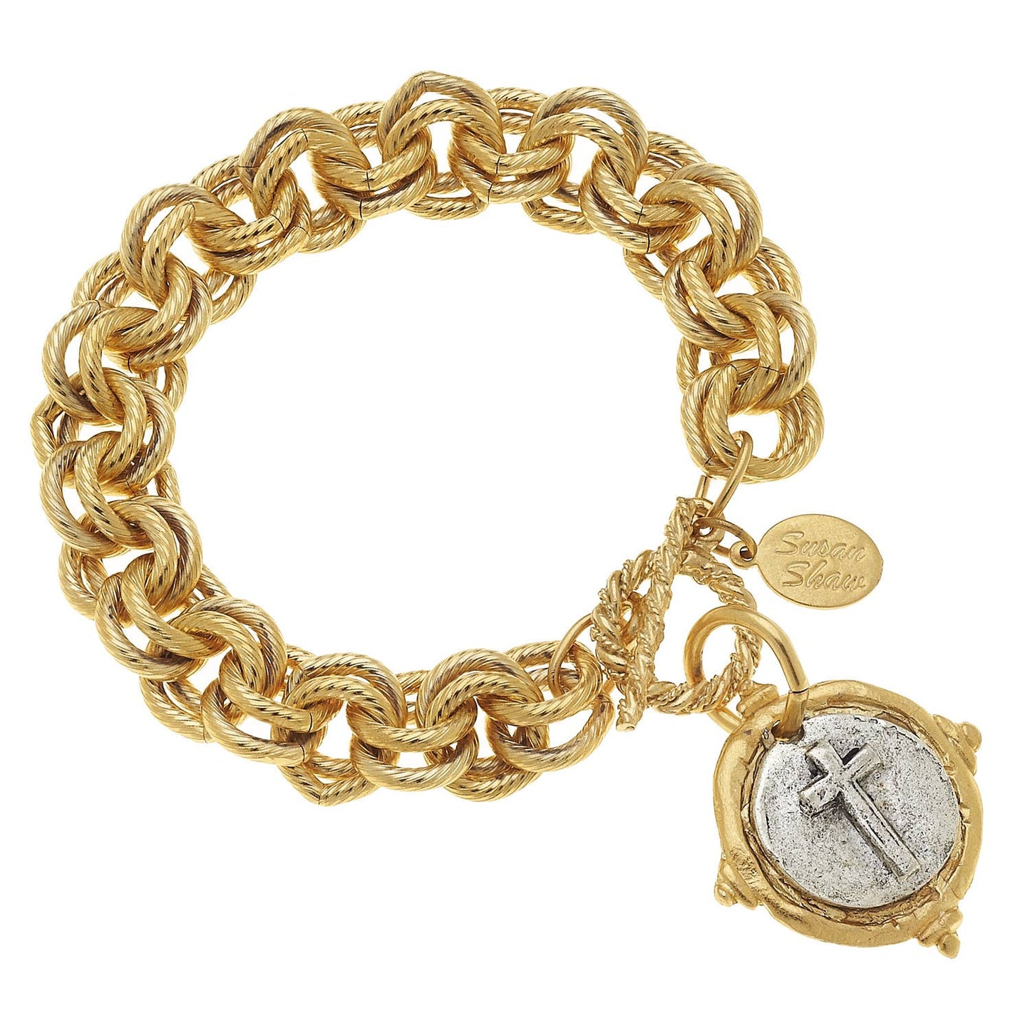 Bracelet Intaglio Cross Gold & Silver Italian