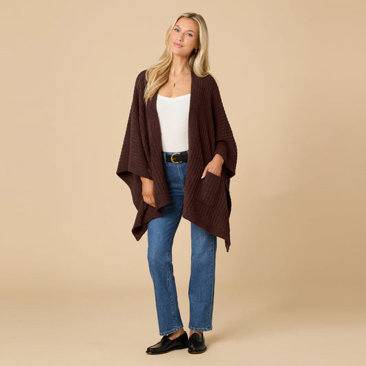 Shawl Solid Rib Marshmallow Espresso