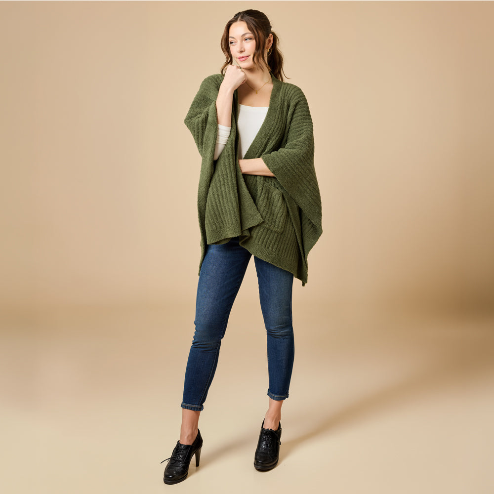 Shawl Solid Rib Marshmallow Olive