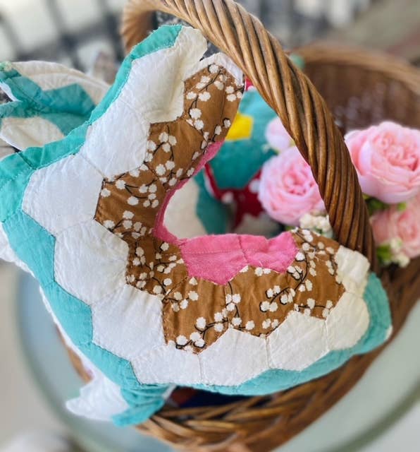 Easter Bunnies Vintage Fabric Upcycled Quilts