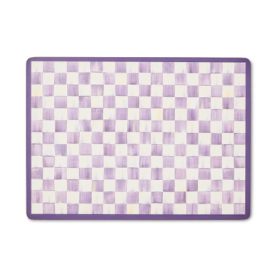 violet check cork back placemats by Mackenzie Childs 