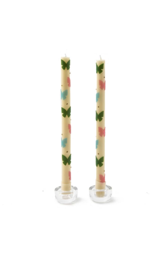 Dinner Candles Butterfly Pastel Set of 2