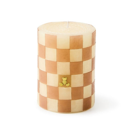 CANDLE MOCHA CHECK 4" PILLAR