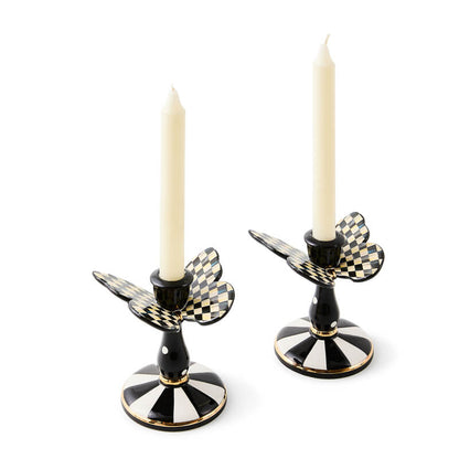 Mackenzie-Childs CANDLESTICK BUTTERFLY CHECK TALL