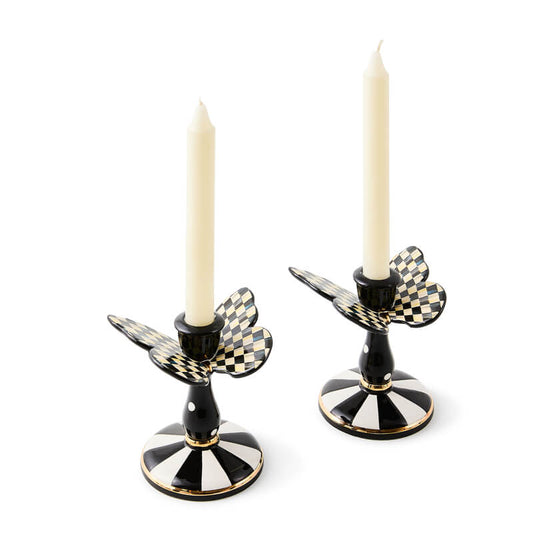 Mackenzie-Childs CANDLESTICK BUTTERFLY CHECK TALL