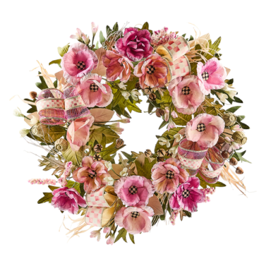 Wreath Rosy Poppy 22"