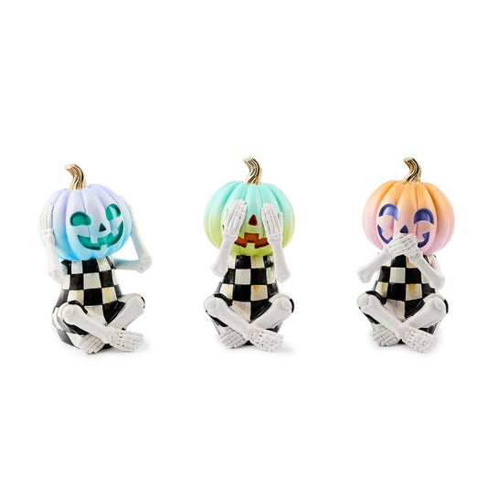 Pumpkin Skeletons Trick or Treat Set of 3