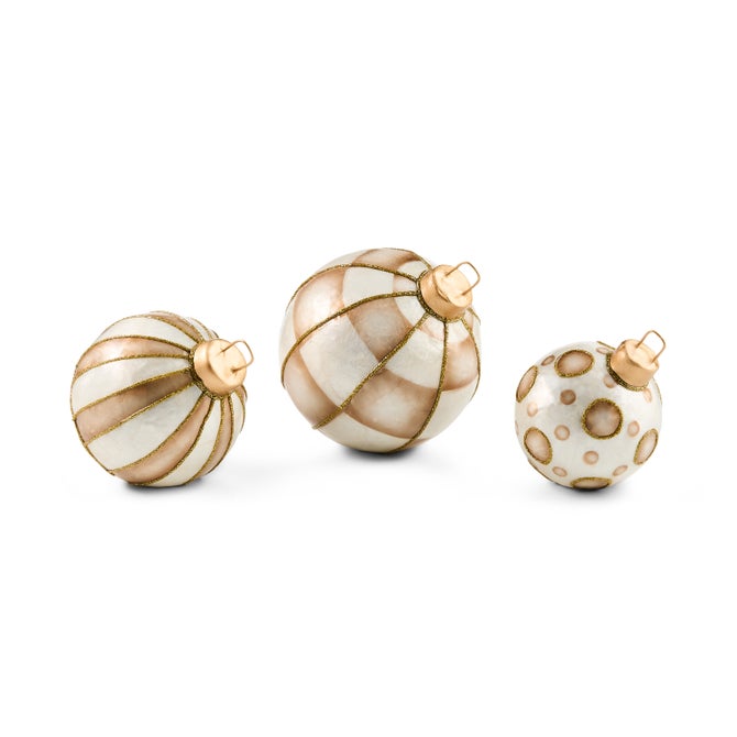 Mackenzie-Childs Ornament Ball Mocha Capiz Tabletop (3 Sizes)