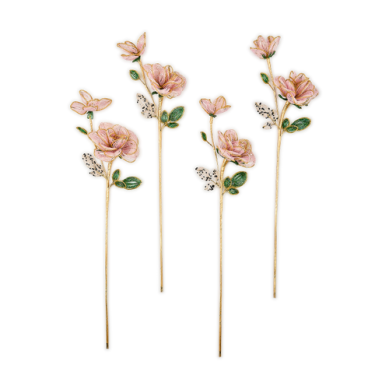 Flower Stem Rose Pink Beaded