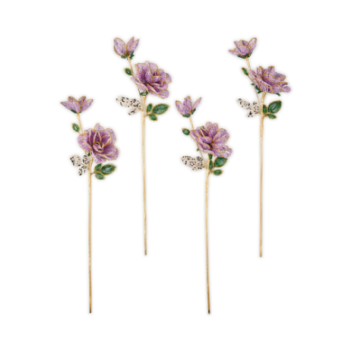 Flower Stem Purple Rose Beaded