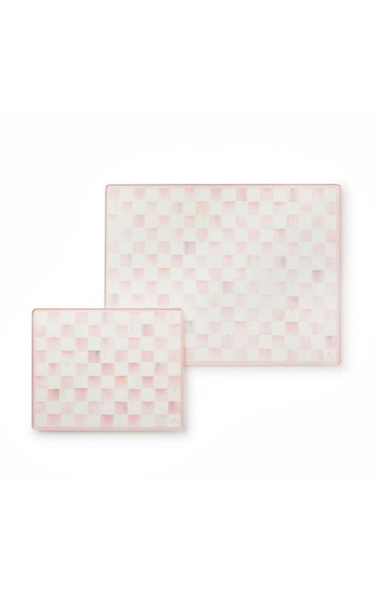 rosy check glass cutting boards by Mackenzie Childs 