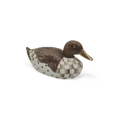 Mackenzie-Childs Mallard Duck Mocha Check Figurine