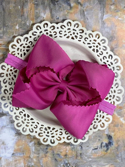 Headband Oversize Scalloped Bow - 5.5"