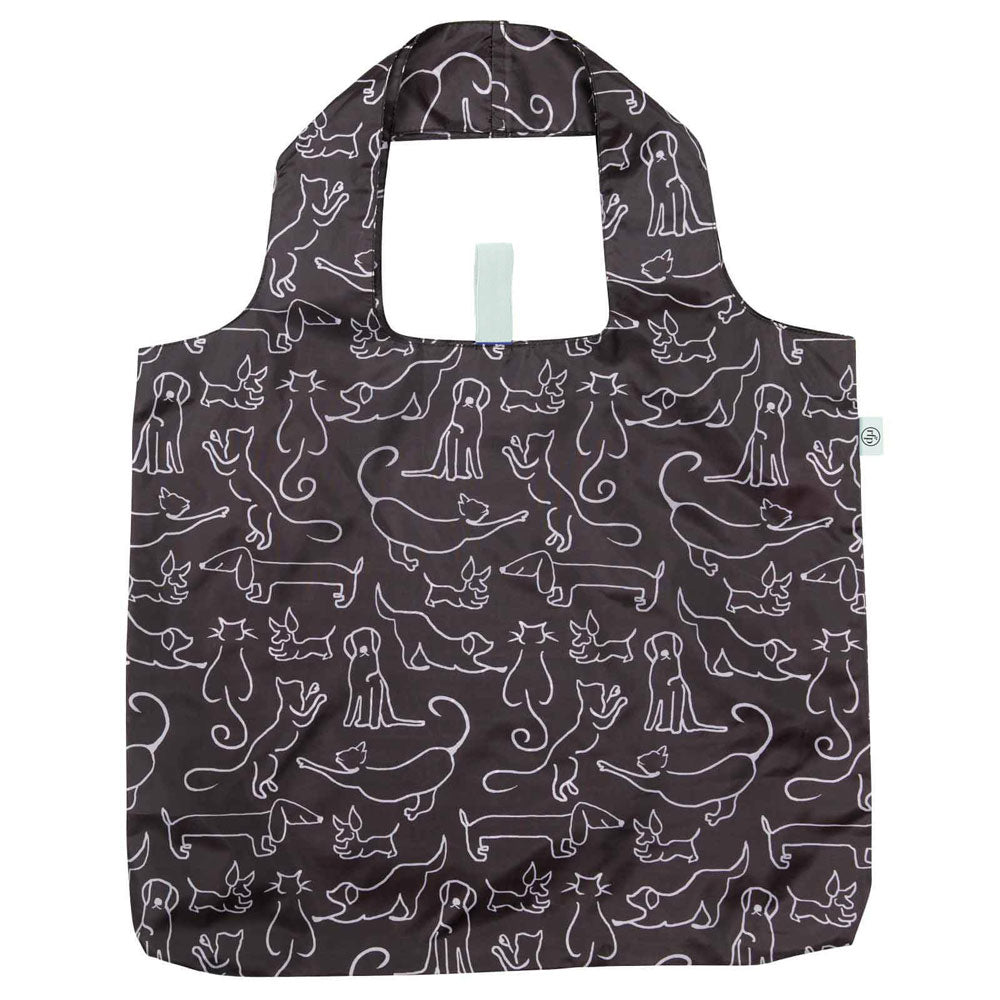 Shopping Bag Dog & Cat Brown blu Reusable
